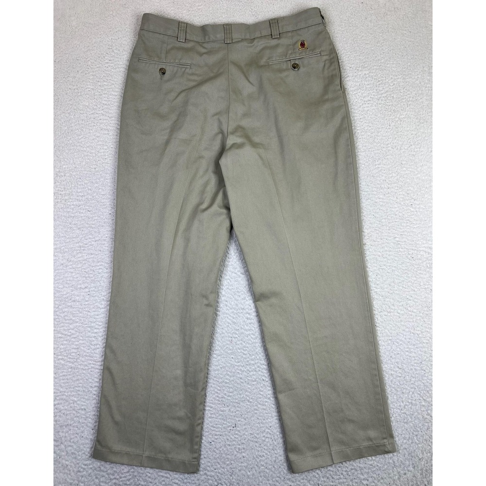 Tommy Hilfiger Pants Mens 36x30 Khaki Pleated Front Chino Trousers Dress Casual - Picture 2 of 10